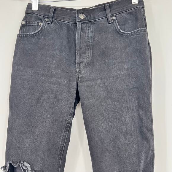 We The Free Women’s Size 25 Black Denim Crop Distressed Jeans Raw Hem Hi-Rise - Picture 8 of 9